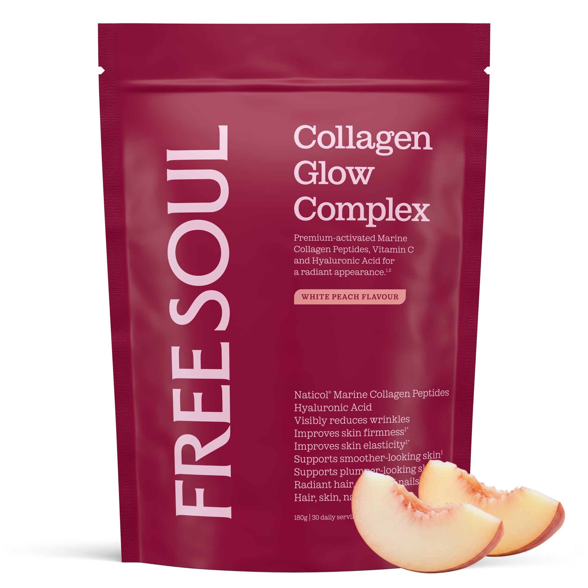 Marine Collagen Powder | Clinically Proven Collagen Supplement for Women with Hyaluronic Acid & Vitamin C | 100% Type I Hydrolysed Collagen Peptides for Hair, Skin & Nails | Collagen Glow by Free Soul