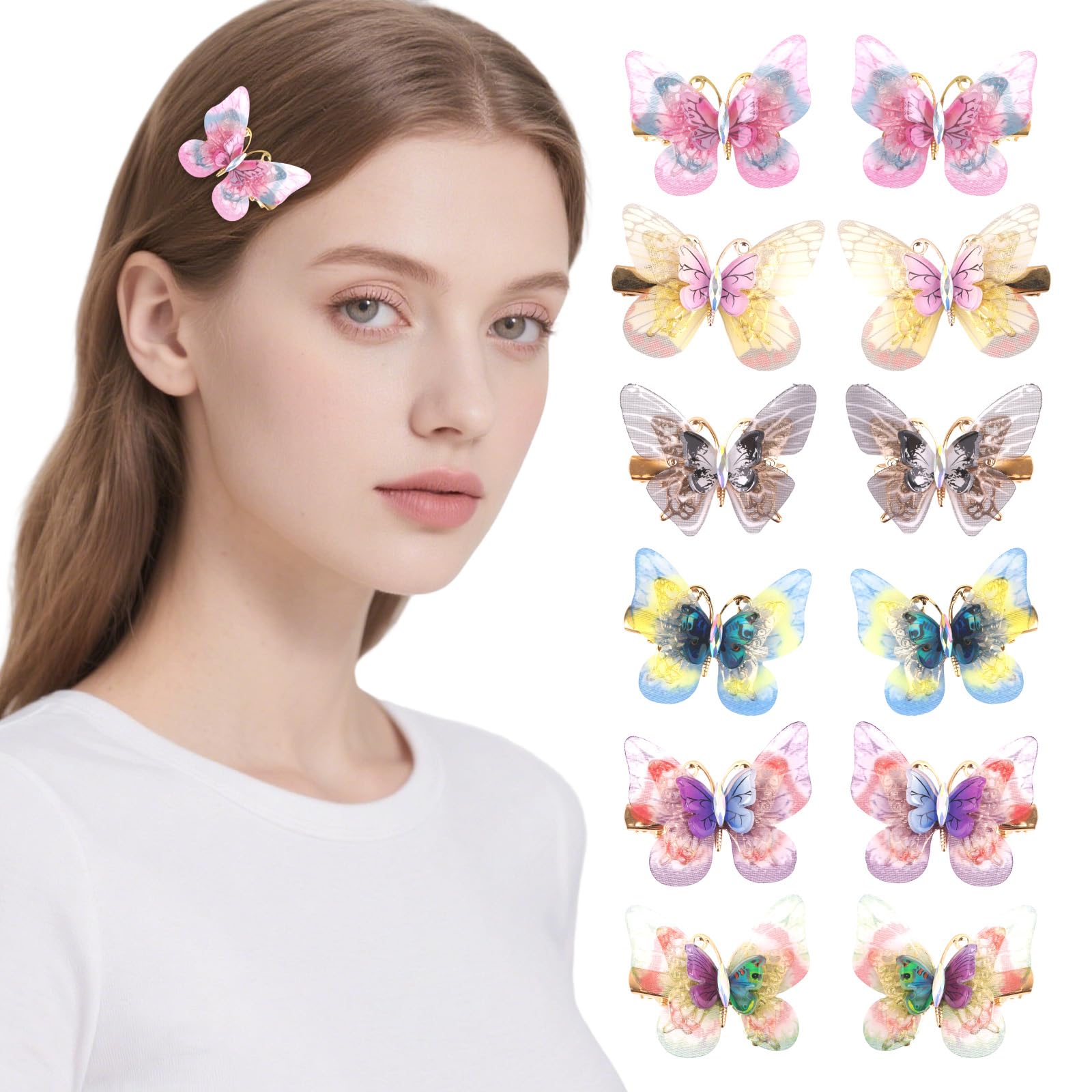 Padorul 12Pcs Butterfly Hair Clips
