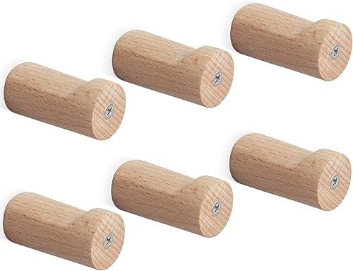 NearMoon Ganchos de pared de madera, ganchos de madera natural, modernos ganchos decorativos hechos a mano para sombreros montados en la pared,