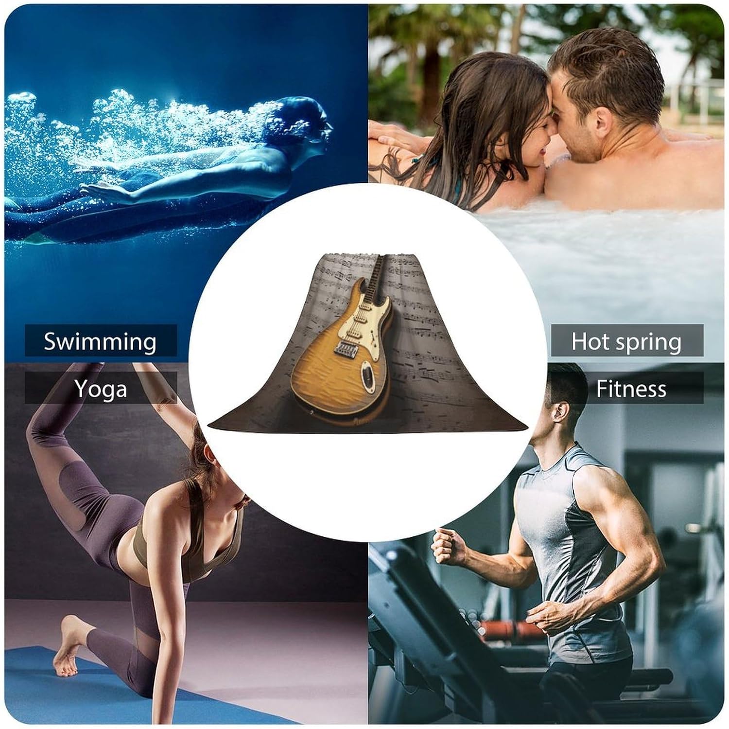 Note Guitar Towel Vacation Accessories Essentials Soft Lighterweight，Bath Towel for Adults Women Men，Bath Towels Gift for All Occasions, Machine Washable.