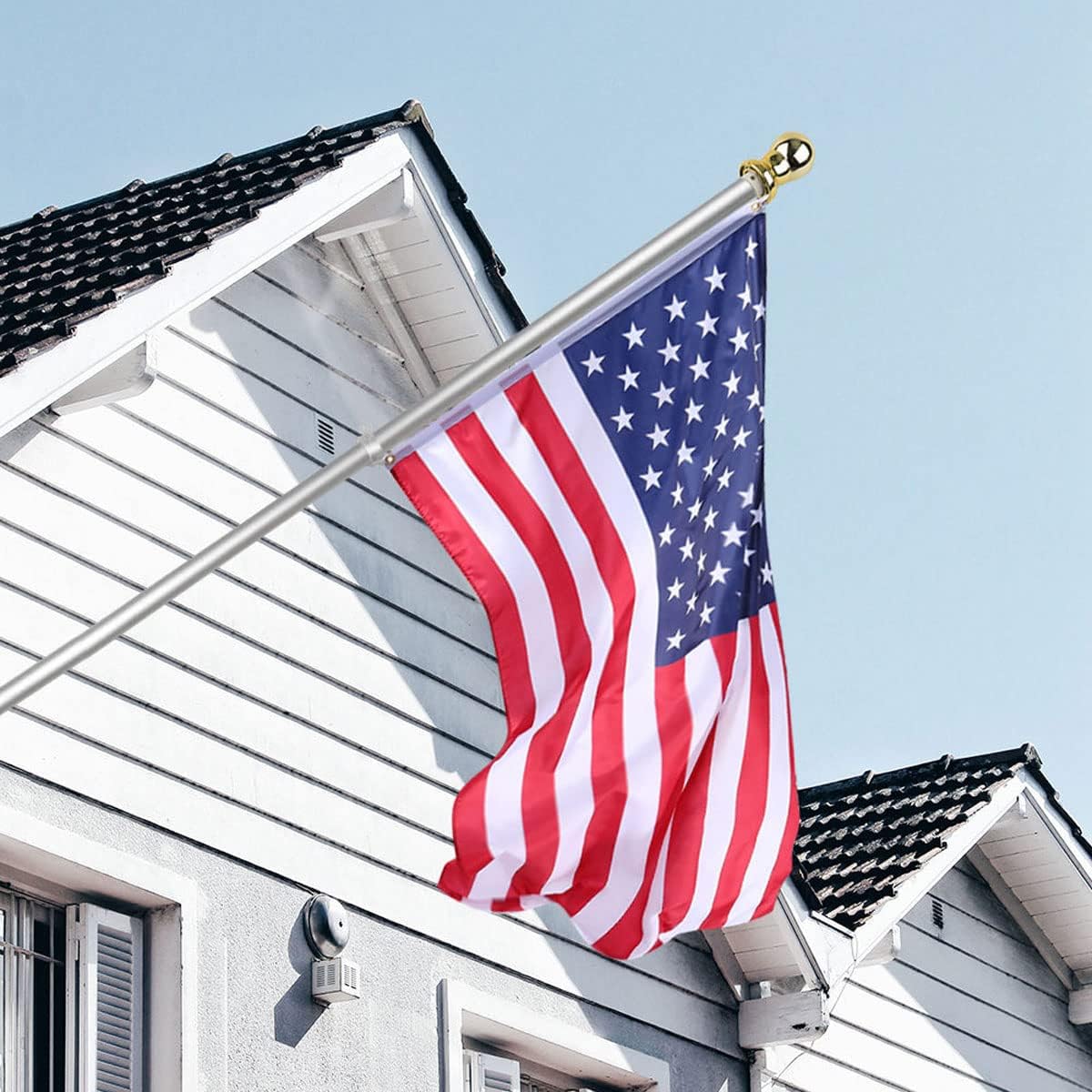 USA Flag Co. Flag Pole Free-Spin Anti-Wrap Residential or Commercial 6ft Outdoor Flagpole (Silver)