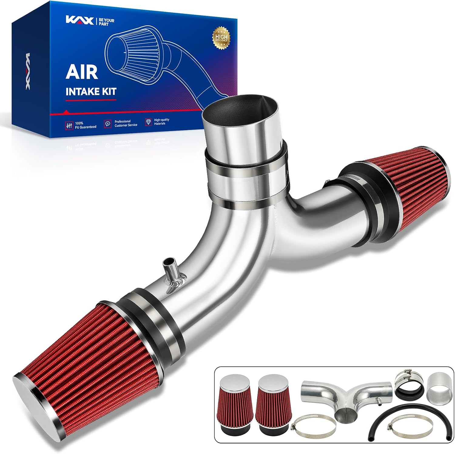 KAX 3.5 inch Cold Air Intake System Kit Replacement for 1997-2000 Corvette 5.7L, Red