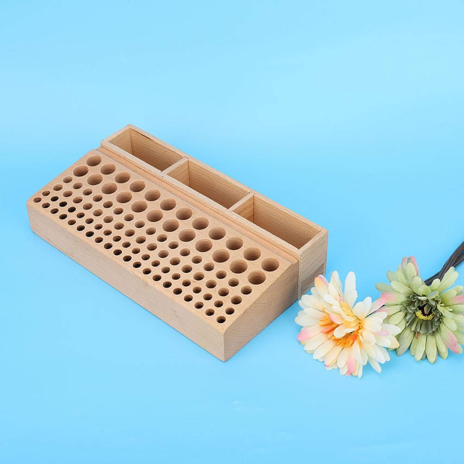 100 Leather Tool Holder, Wooden Leather Craft Tool Holder Leather Tool Organizer Tools Storage Box Shelf for Styling Tools and Brushes