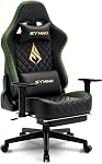 Symino Chaise de jeu, chaise d'ordinateur avec repose-pieds, appuie-tête et support Lombaire, ergonomique PC Chaise, Chaises tournantes réglables en hauteur, Noir