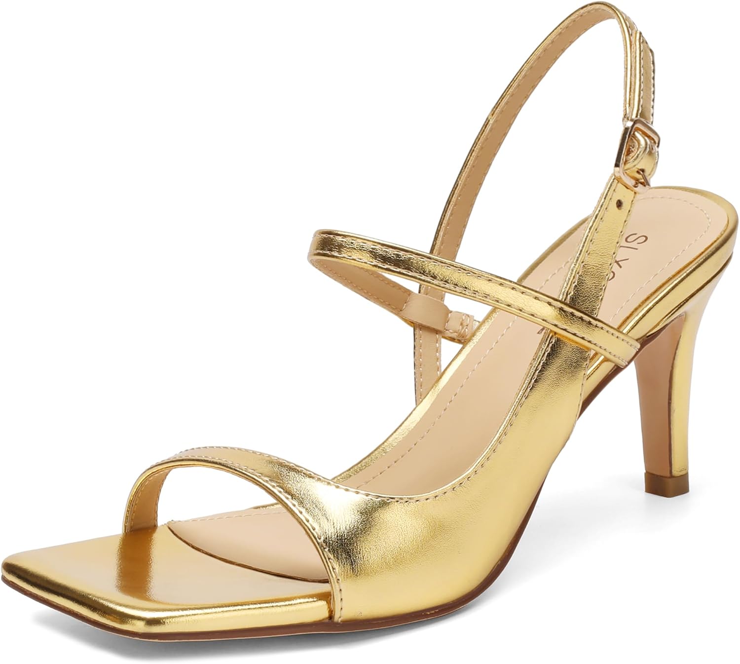 Women's Stiletto Heeled Sandals Square Open Toe 3 Inch Thin High Heels Ankle Strap Elegant Heels for Wedding Party Prom or Daily Wear