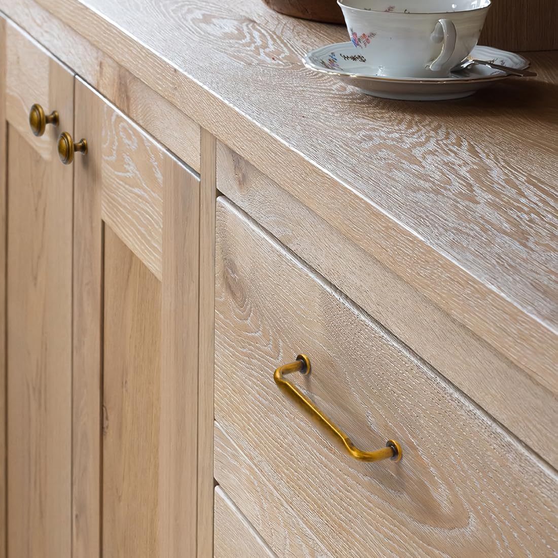 YAGU 10 Pack Top Antique Brass Kitchen Cabinet Pulls 3-3/4 Inch(96mm) Hole Center Solid Aged Bronze Dresser Drawer Handles Furniture Hardware for Cupboard Wardrobe Closet Vanity