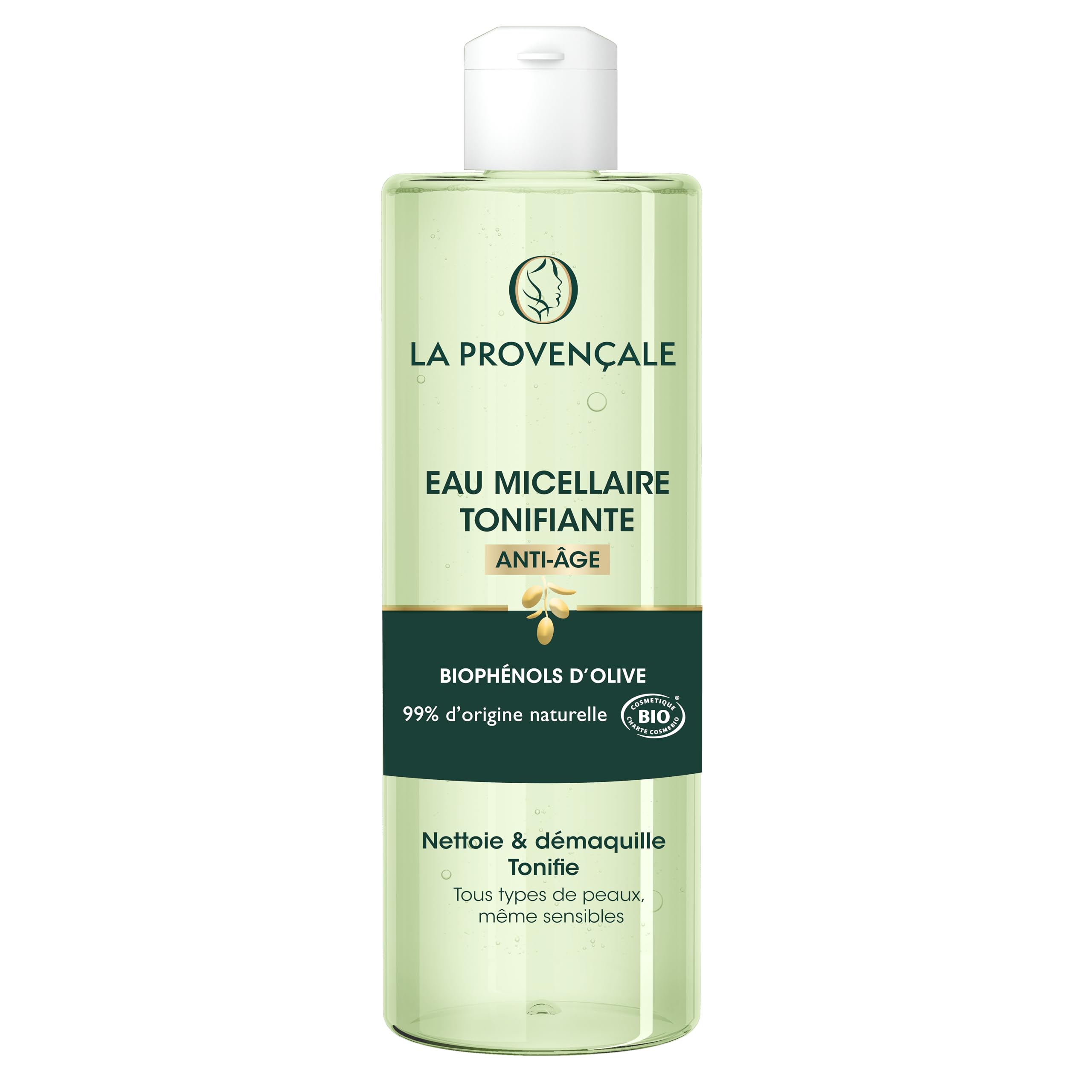 La Provençale - Micellaire Anti-Age Visage/Yeux Certifié Bio Huile d'Olive Bio AOC Provence Fabriqué en France pour Tous Types de Peaux 400 ml D3636601