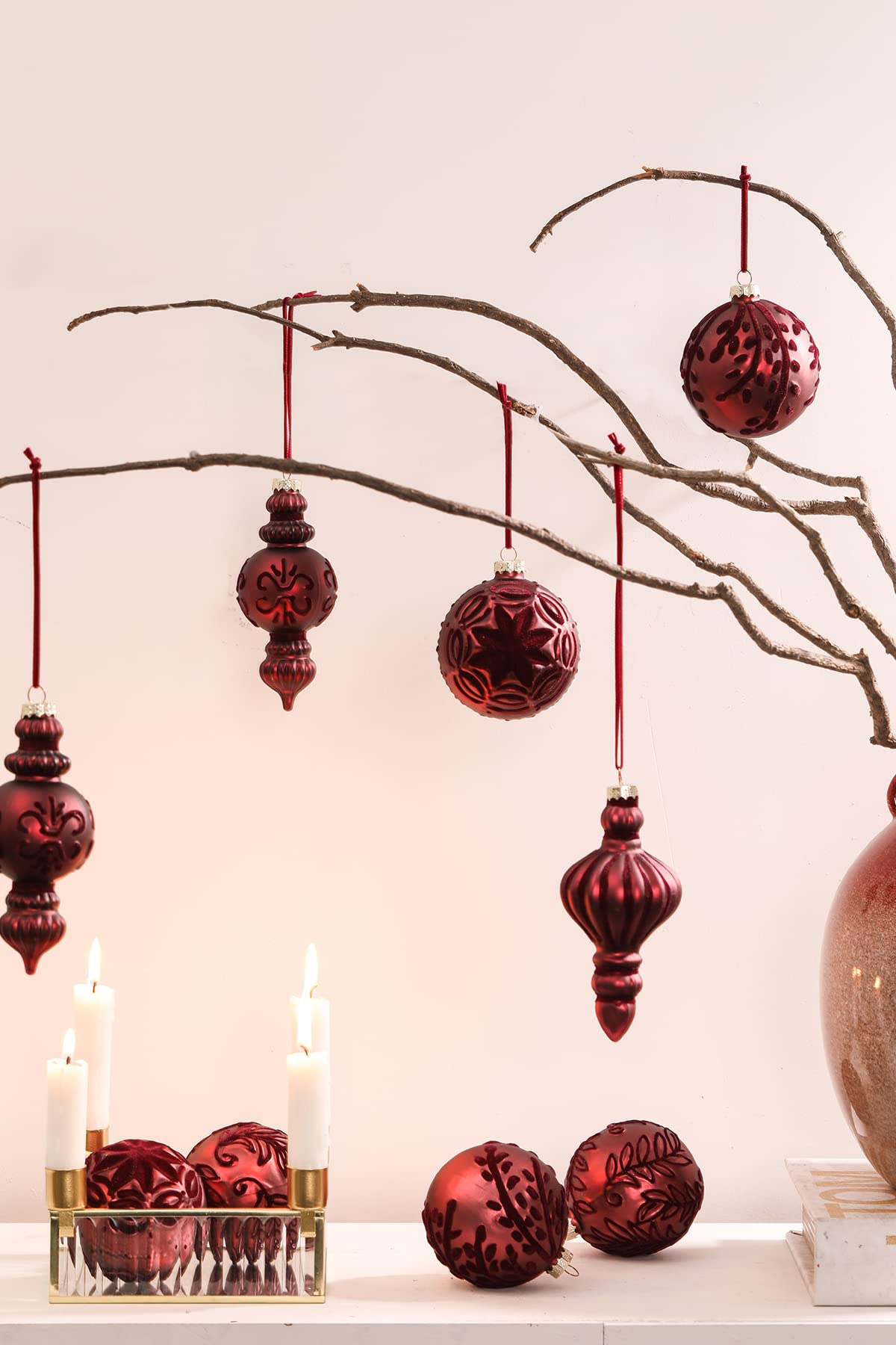 Amazon.co.jp: DN DECONATION バーガンディレッド クリスマスボール