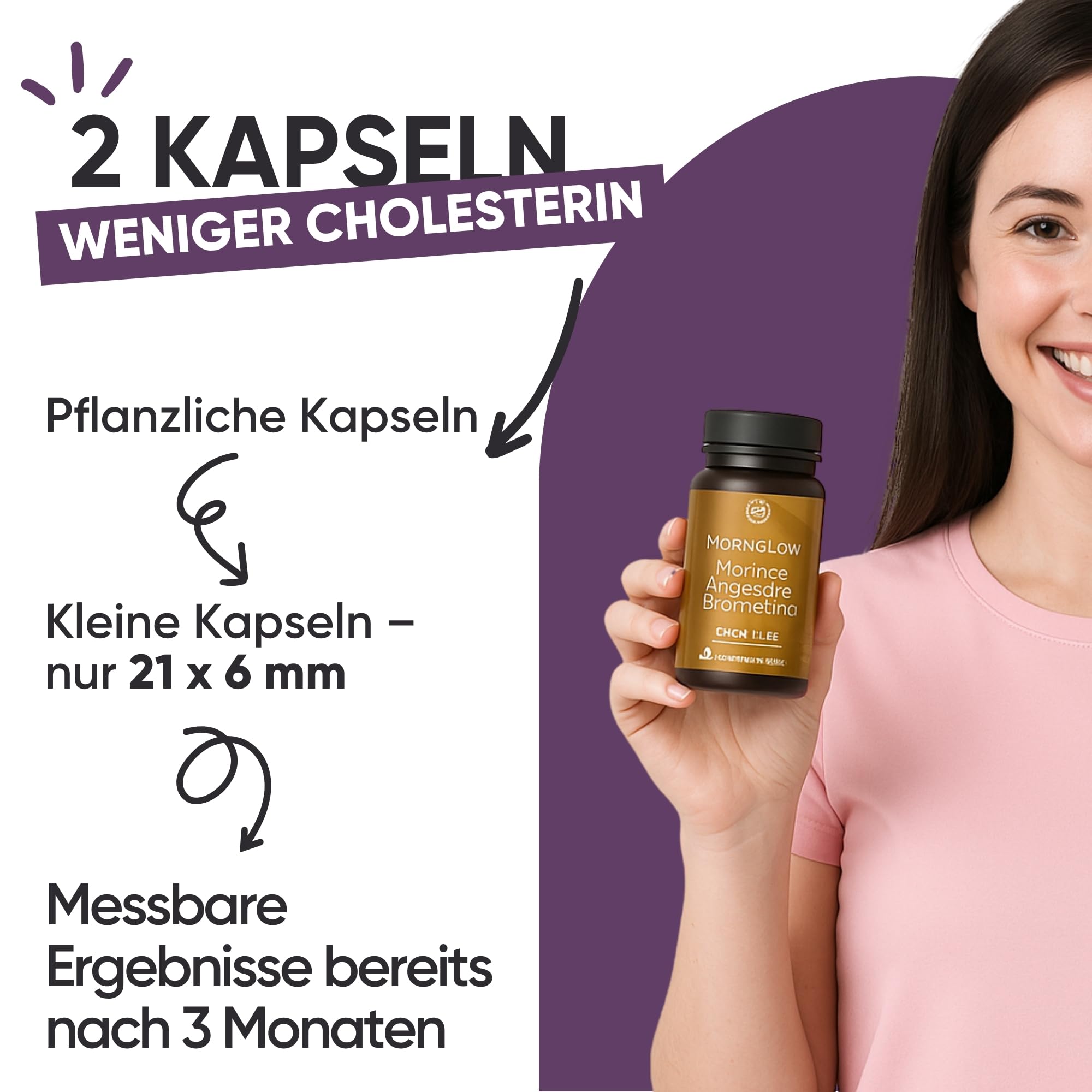 Cholesterin Senken Kapseln Komplex 5in1 - Roter Reis, Coenzym q10, Bockshornklee, Monacolin K & Bio Moringa - Für Gesunden Cholesterin & Triglyceride Spiegel - 60 Kapseln