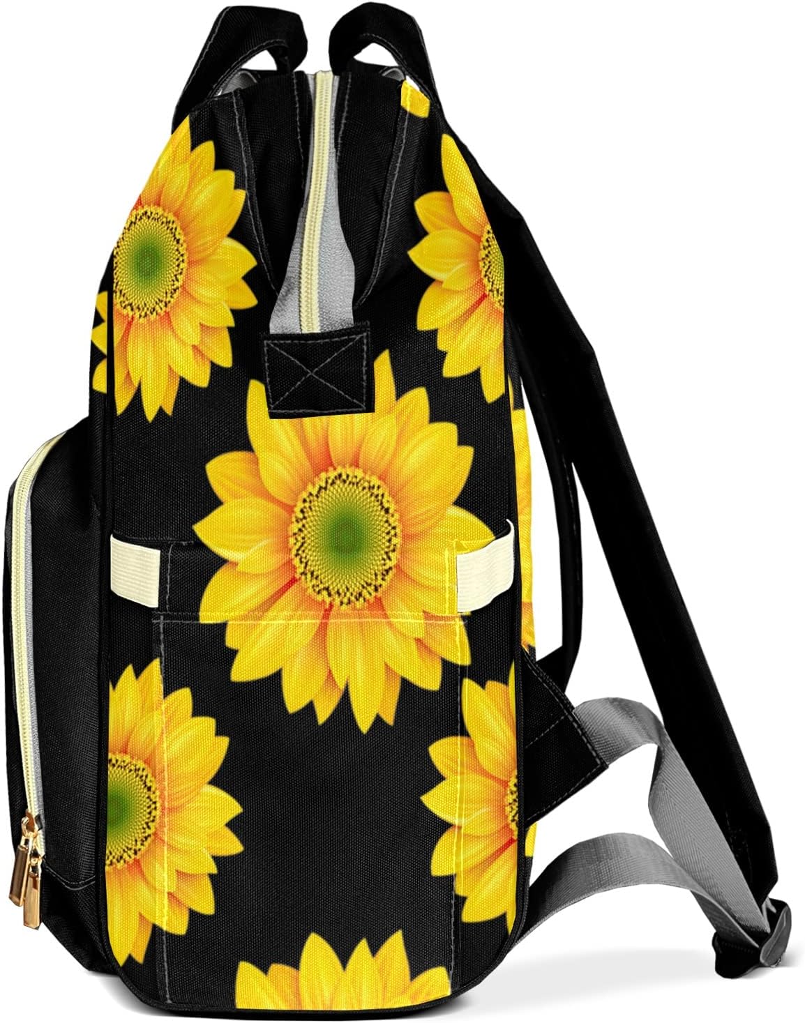 zaaprintblanket Custom Sunflowers Waterproof Diaper Bag Backpack with Name Personalized Baby Nappy Bags for Women Mommy Girl Gift