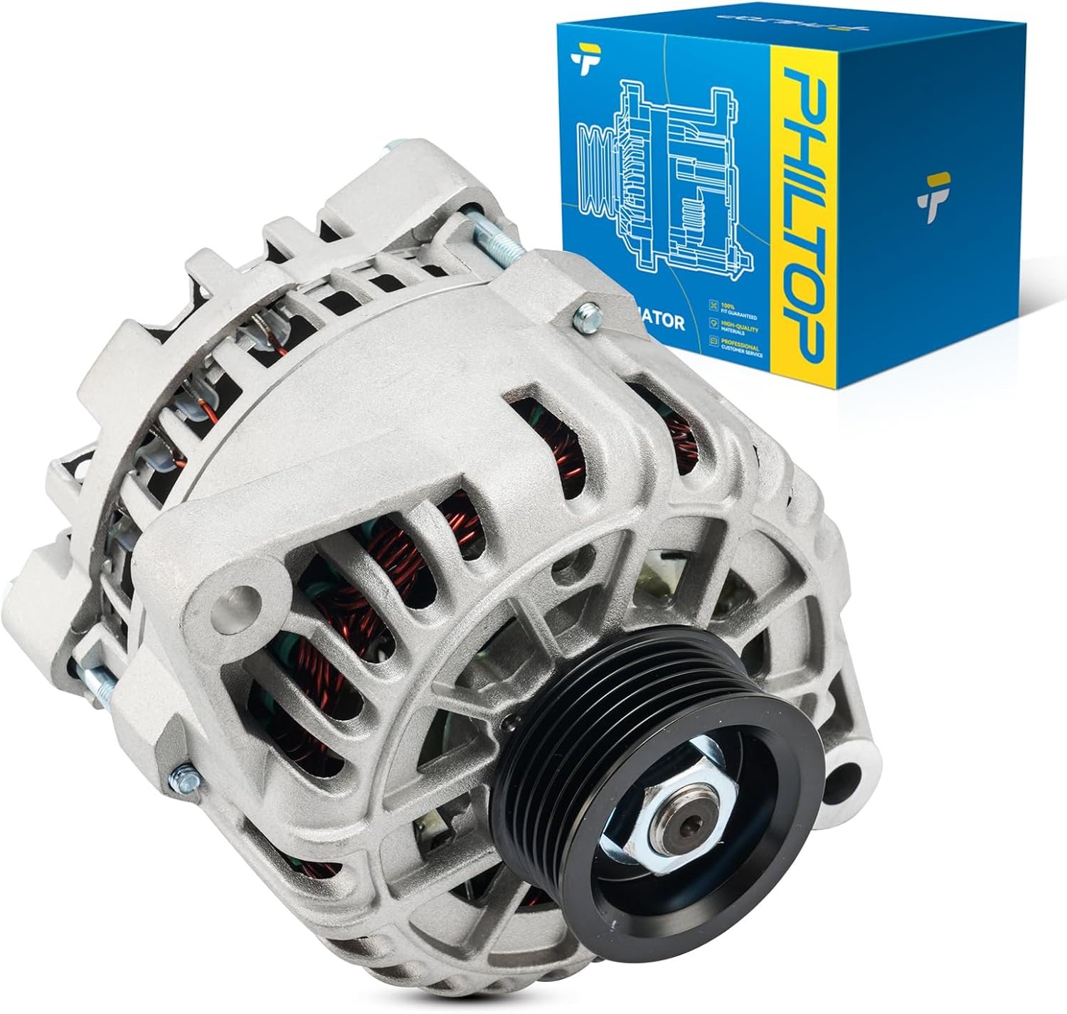 PHILTOP Alternator Compatible with Ford Taurus 2000-2001 3.0L, Mercury Sable 2000-2001 3.0L High Amp Alternators Replace 8263N 12V 110Amp CW S6 6-Groove Pulley