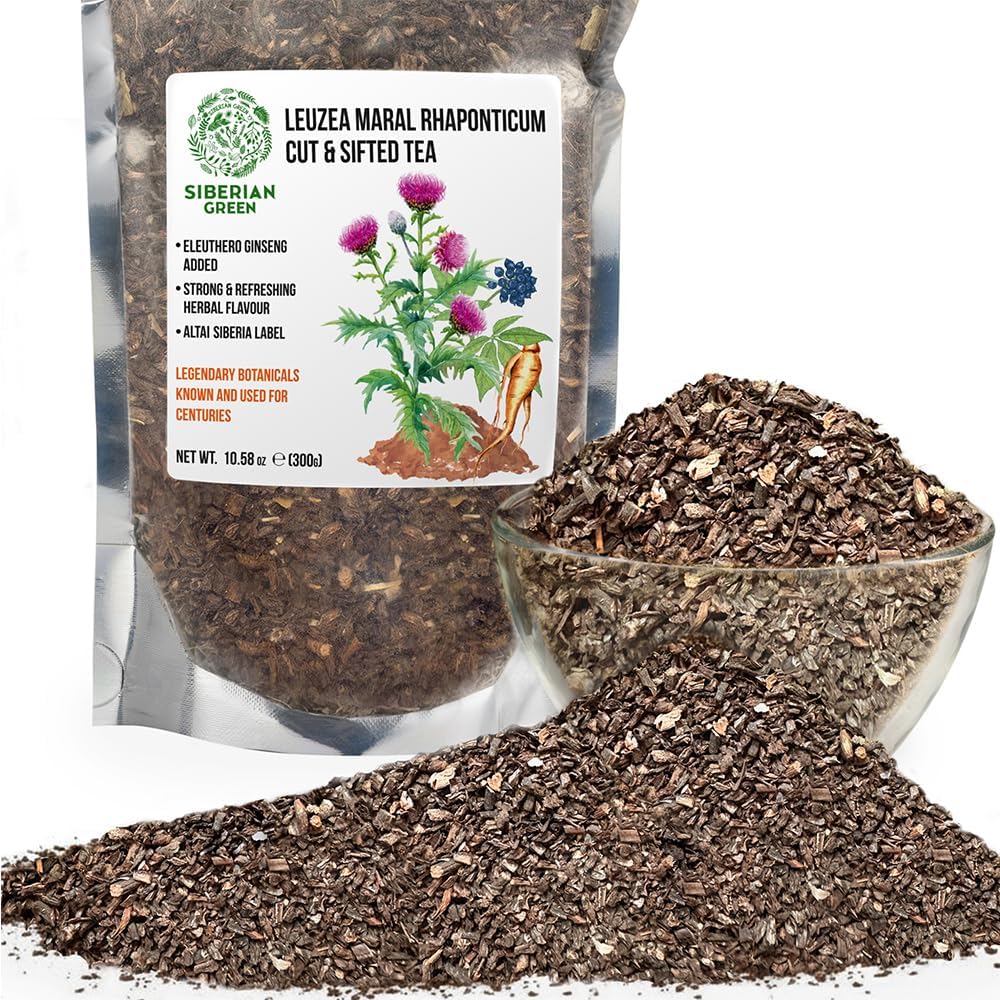 Siberian Green Maral Root Tea Loose Powder 300g (10.58oz) with Ginseng Eleuthero Wild Harvested Leuzea Rhaponticum carthamoides from Altai