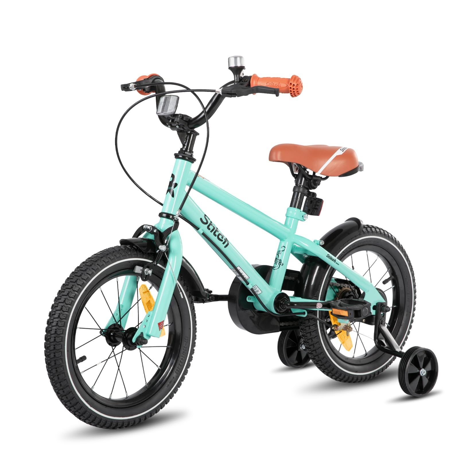 STITCH 14 Zoll Kinderfahrrad für 3-5 jährige Jungen, 14' Zoll Fahrrad für Jungen mit Stützrädern, Grün
