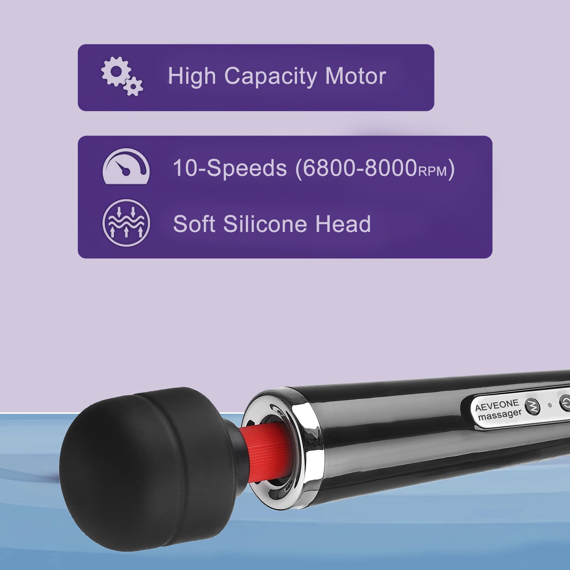 AEVEONE Wired Powerful Handheld Electric Massager, Strong Personal Back Massage for Sports Recovery, Muscle Aches, Body Pain (Rose red): Black