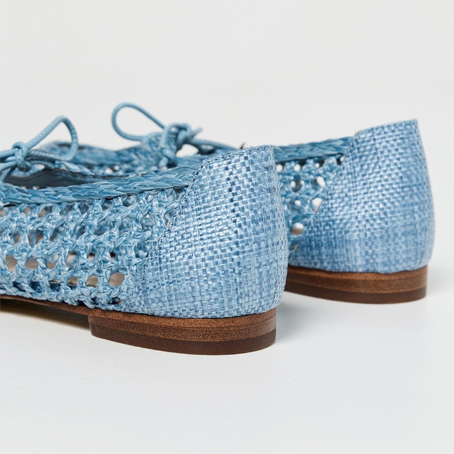 Women Woven Mesh Ballet Flats Raffia Lace up Ballerina Mary Jane Flats Fashion Casual Slip on Shoes - Image 6