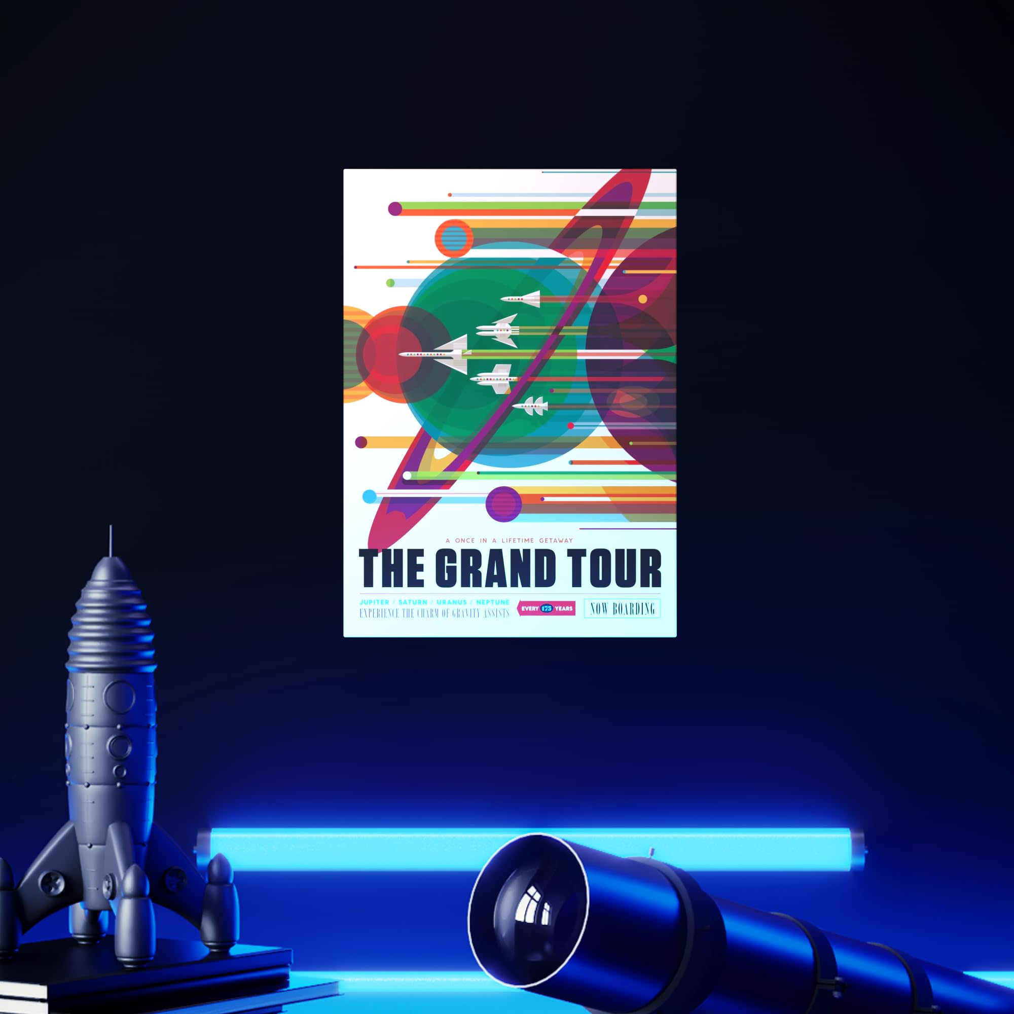 Displate Offiziell NASA MetallPoster Magnetische Befestigung Inklusive Lizenziert Bilder Hochwertiges Poster - Jpl Space Travel Posters - The Grand Tour Poster 45 cm x 32 cm
