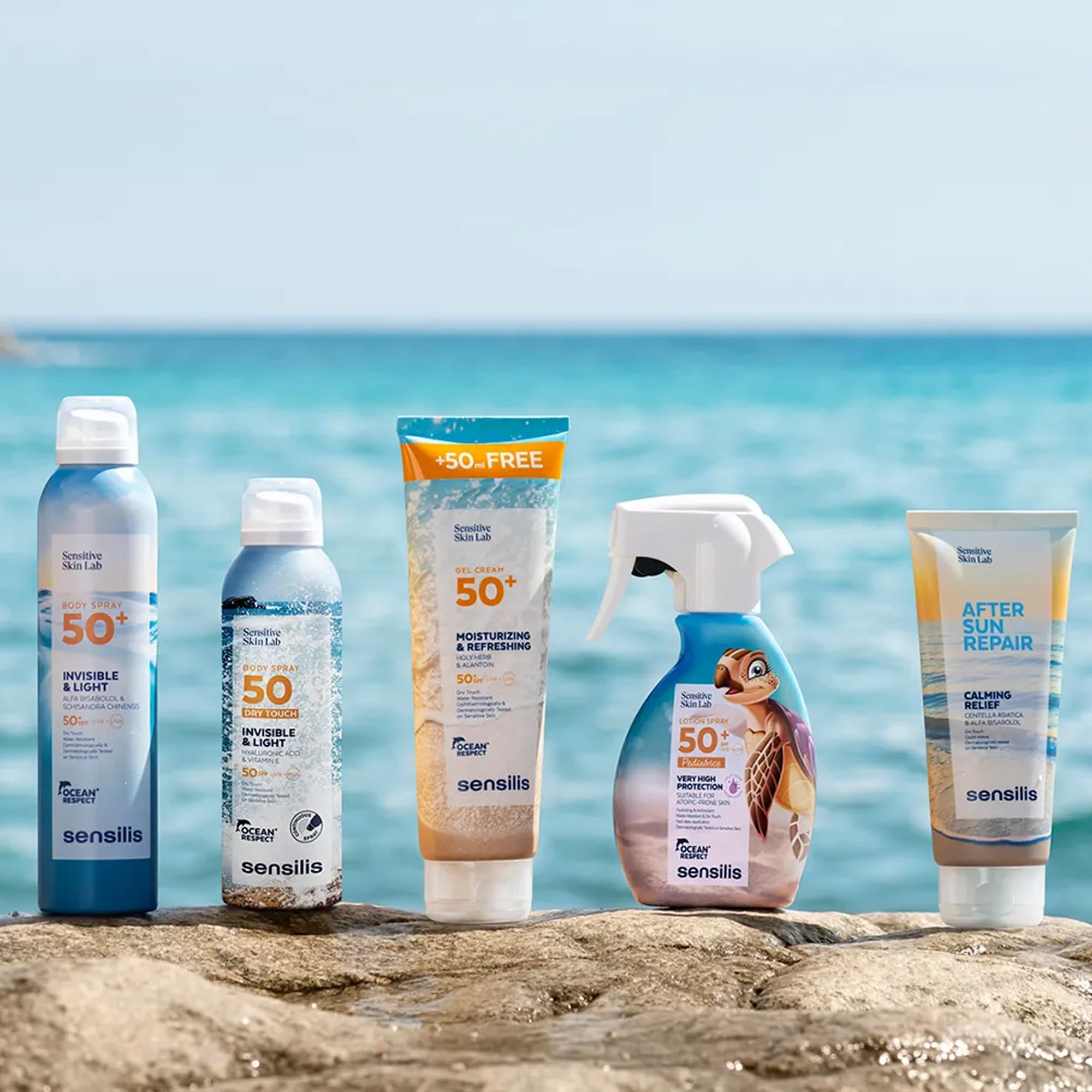 Sensilis - Duplo Body Spray Dry Touch SPF50, Protector Solar, con Ácido Hialurónico, Vitamina E y Aloe Vera, Calma, Hidrata, con Efecto Antioxidante, Apto en Pieles de Fototipos II y III - 2 x 200 ml