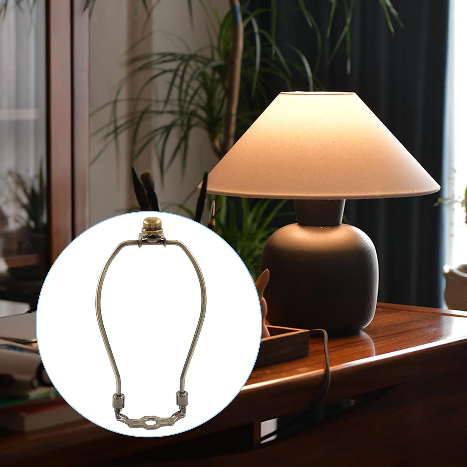 Bonsicoky 2 Pack 7 Inch Nickel Lamp Harp Holder for Table Lamps, Bronze