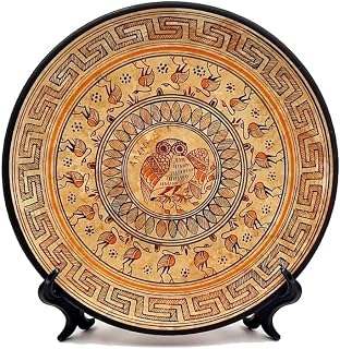 Ancient Greek Plate 24cm, Geometric Greek Pottery,Owl in the middle
