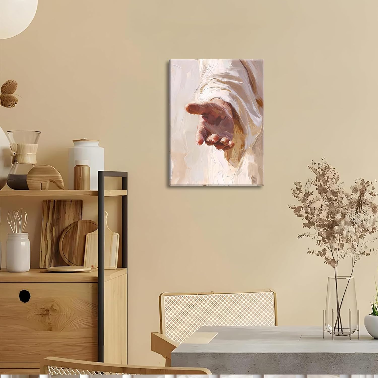 Jesus Reach Hand Canvas Wall Art Christian The Hand of God Painting Picture Wall Decor Religious Bible Pictures Poster Print Artwork for Church Prayer Room Living Room Home Decoration