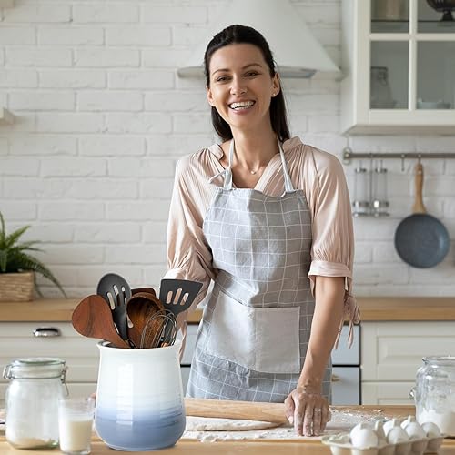 Miniatura 3 de Hasense Organizador de utensilios de cerámica para encimera, soporte extra grande de utensilios de cocina de 7.1 pulgadas, organizador de utensilios