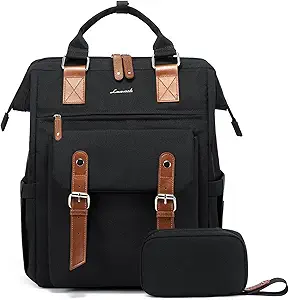 LOVEVOOK Laptop Backpack for Women Work Travel Backpack Business Commuter Computer Bag Teacher Doctor Nurse Bags College Backpack Purse, 17 Inch, Black-brown