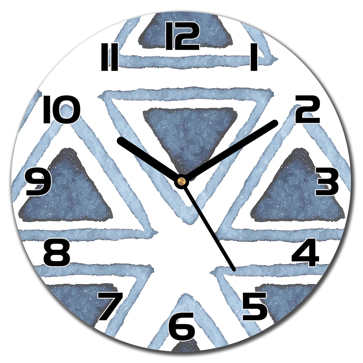 Horloge en verre cuisine et salon moderne motif triangles 30cm