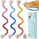 Retro Shaw Cat Chew Ropes with Natural Catnip, 23.6 Inches Safe Teeth Cleaning Cat Toys for Indoor Kittens, Interactive Kitty Kicker Nip String Toys 3 Pack