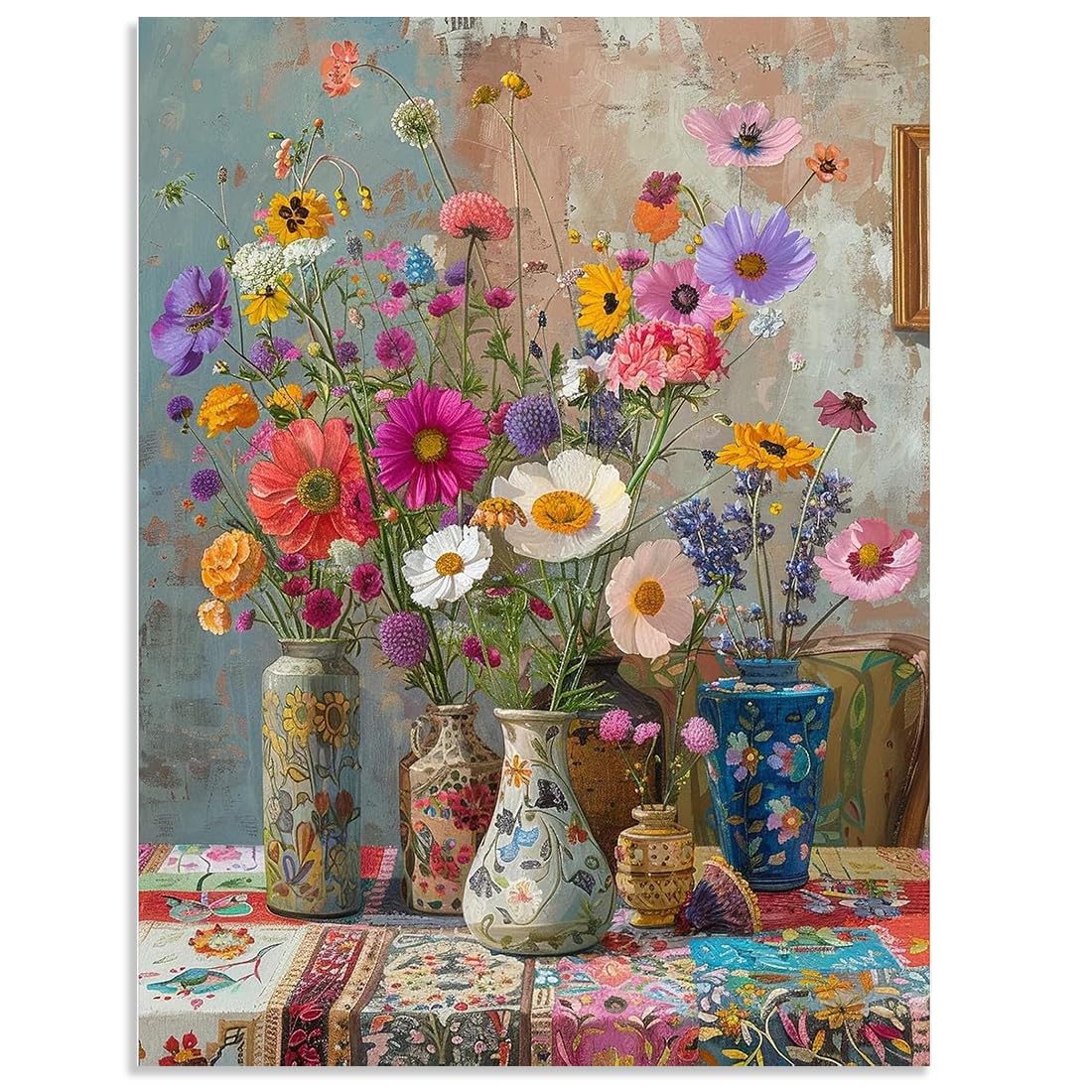 Tiwabb Stamped Cross Stitch Kits for Adults - Flower Embroidery Kits for Beginners, 11 CT Patterns, 12 x 16 inch