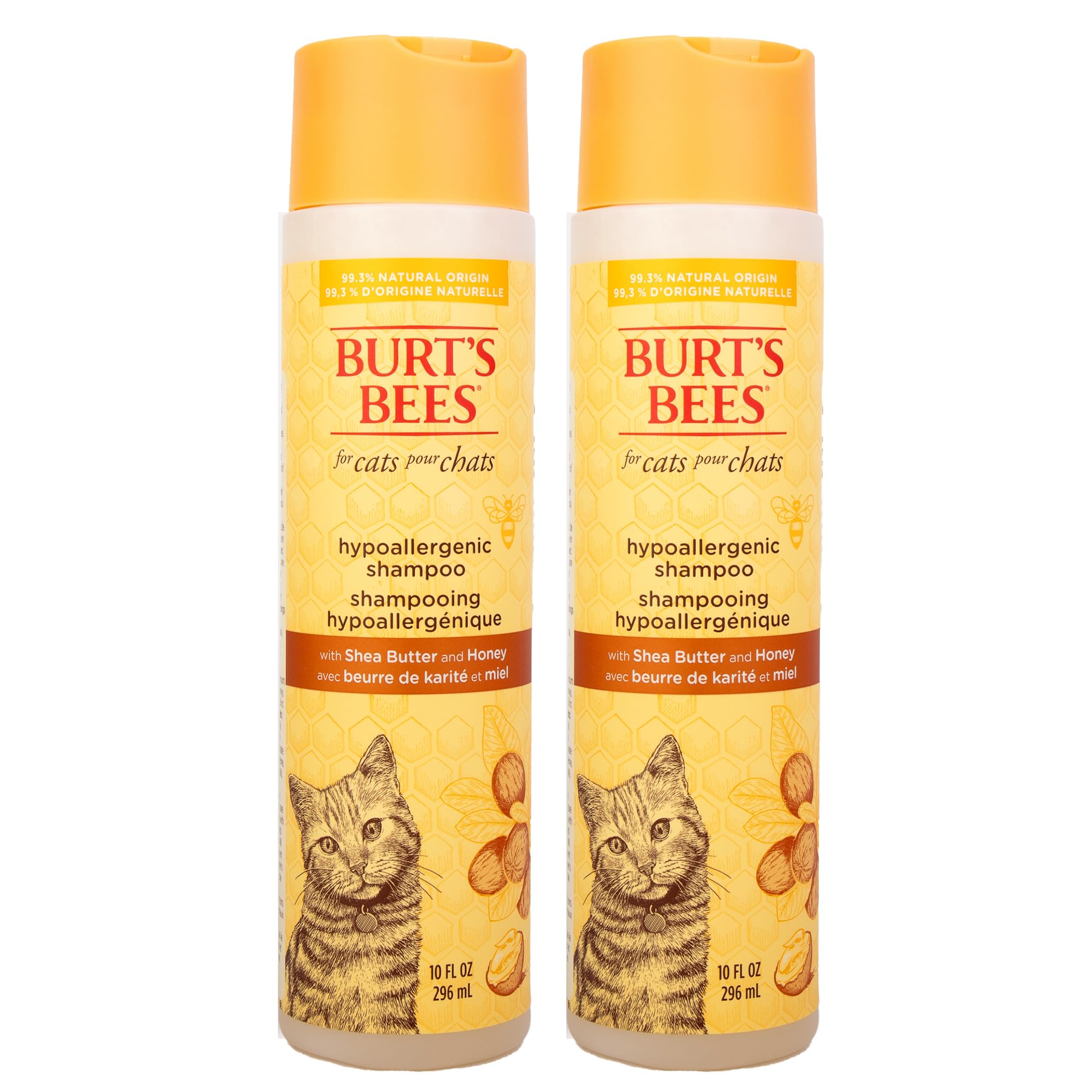 Hypoallergenic Cat Shampoo with Shea Butter and Honey - A Gentle Kitten Shampoo for Indoor Cats with Dry & Itchy Skin, Sensitive Skin, Cat Bathing Supplies, 10 Fl Oz - 2 Pack