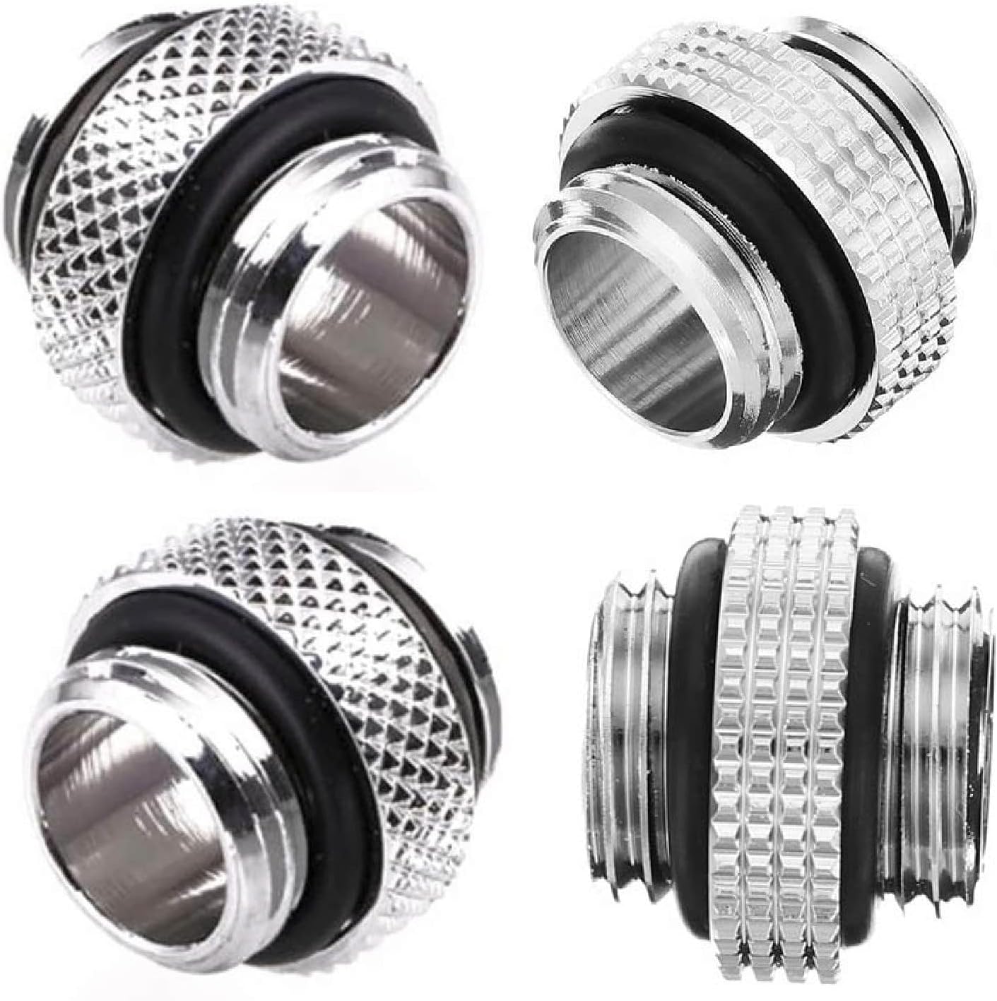 Dracaena.io 12 Pack G1/4" Thread, Male to Male Mini Extender Fitting with Tighten O-Ring, Compression Fitting for Computer Water Cooling System, Silver