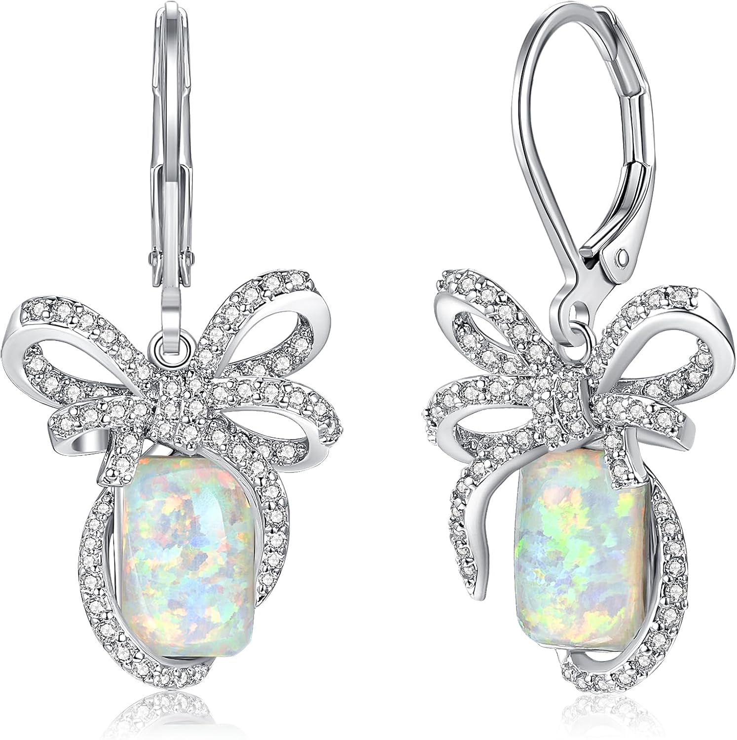 CiNily Opal Leverback Earrings for Women Bow Dangle