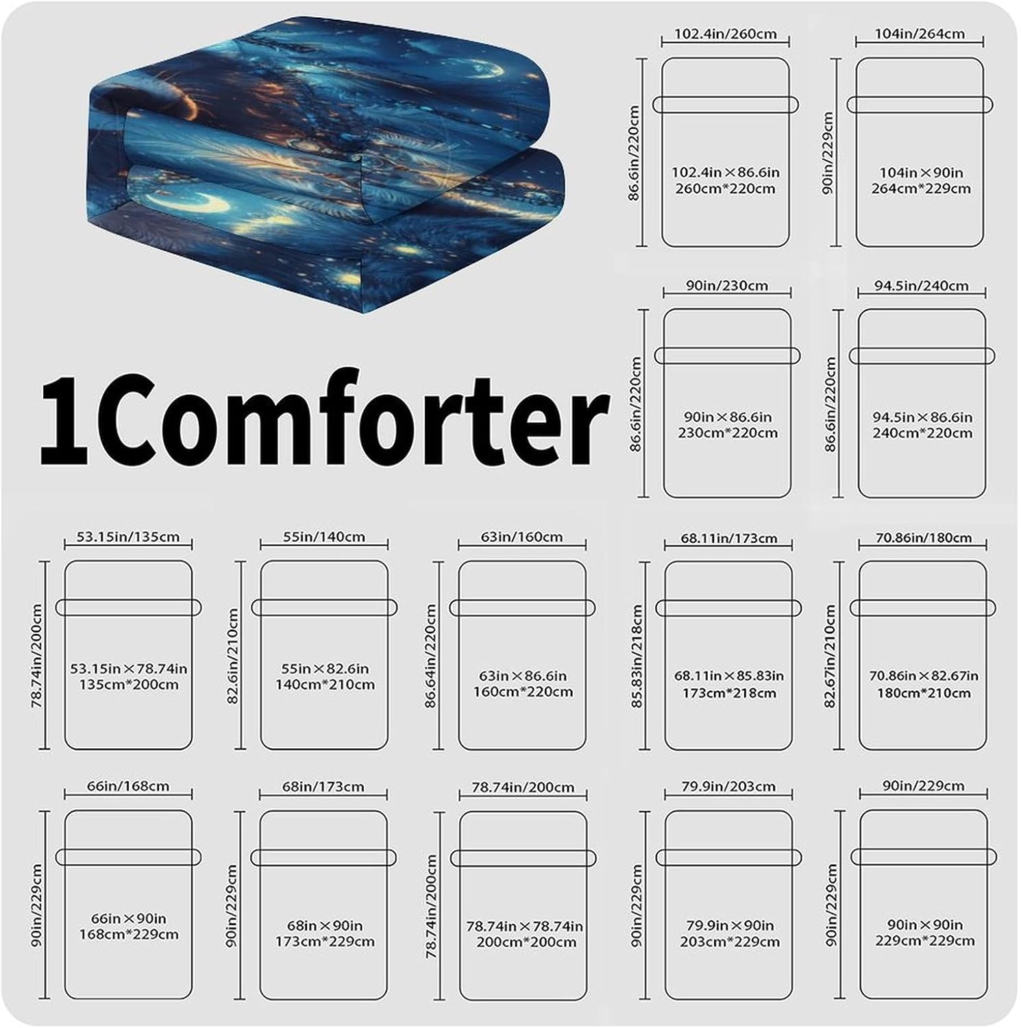 Celestial Wolf Dream Comforter Bedding Heavy Bed Blanket Soft Warm Fluffy All Seasons Only Quilt 155x220cm