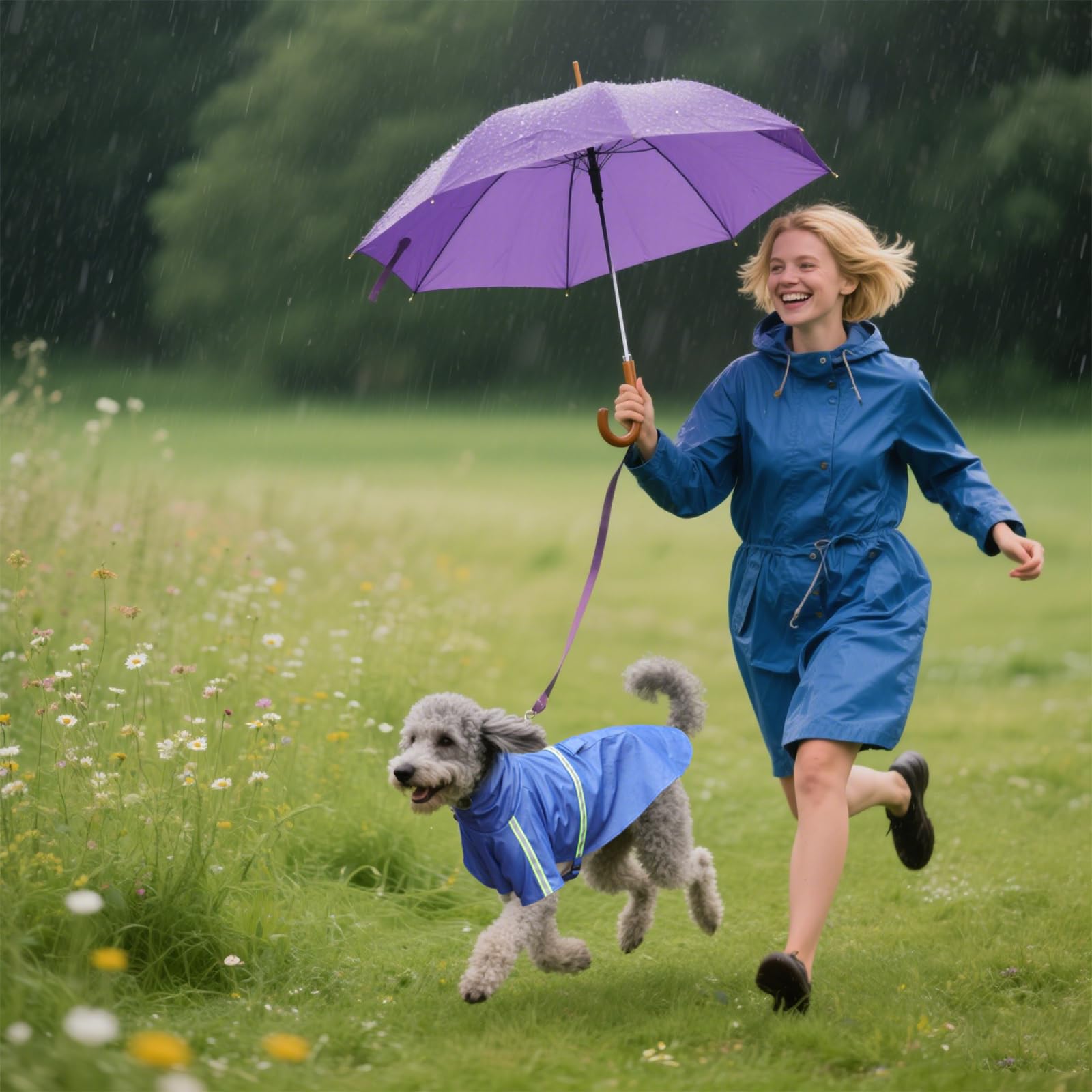 PETCUTE Imperméable pour Chien,Veste de Pluie pour Chien avec Capuchon,100% étanche et Coupe-Vent Manteau Imperméable pour Chiens avec des Bandes Réfléchissantes,Trou pour Harnais,Lavable en Machine