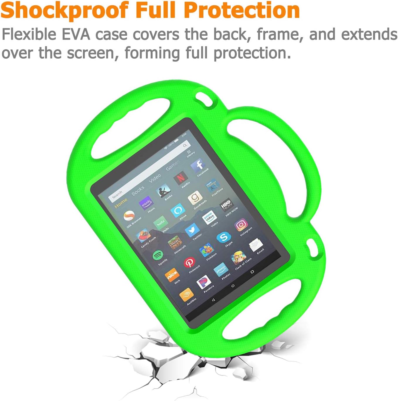 LEDNICEKER Kids Case for All-New Fire 7 Tablet (9th Generation - 2019 Release) - Shockproof Handle Friendly Kids Stand Case with Shoulder Strap for Amazon Fire 7 2019 and 2017 (7 Inch Display), Green
