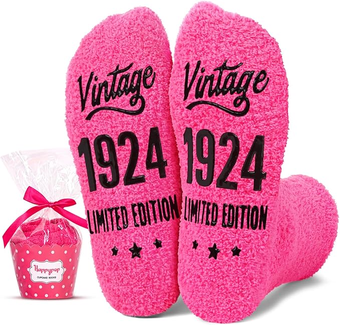HAPPYPOP 100th Birthday Gifts Ideas Socks 1924 Birthday Gifts for Women, Gifts for