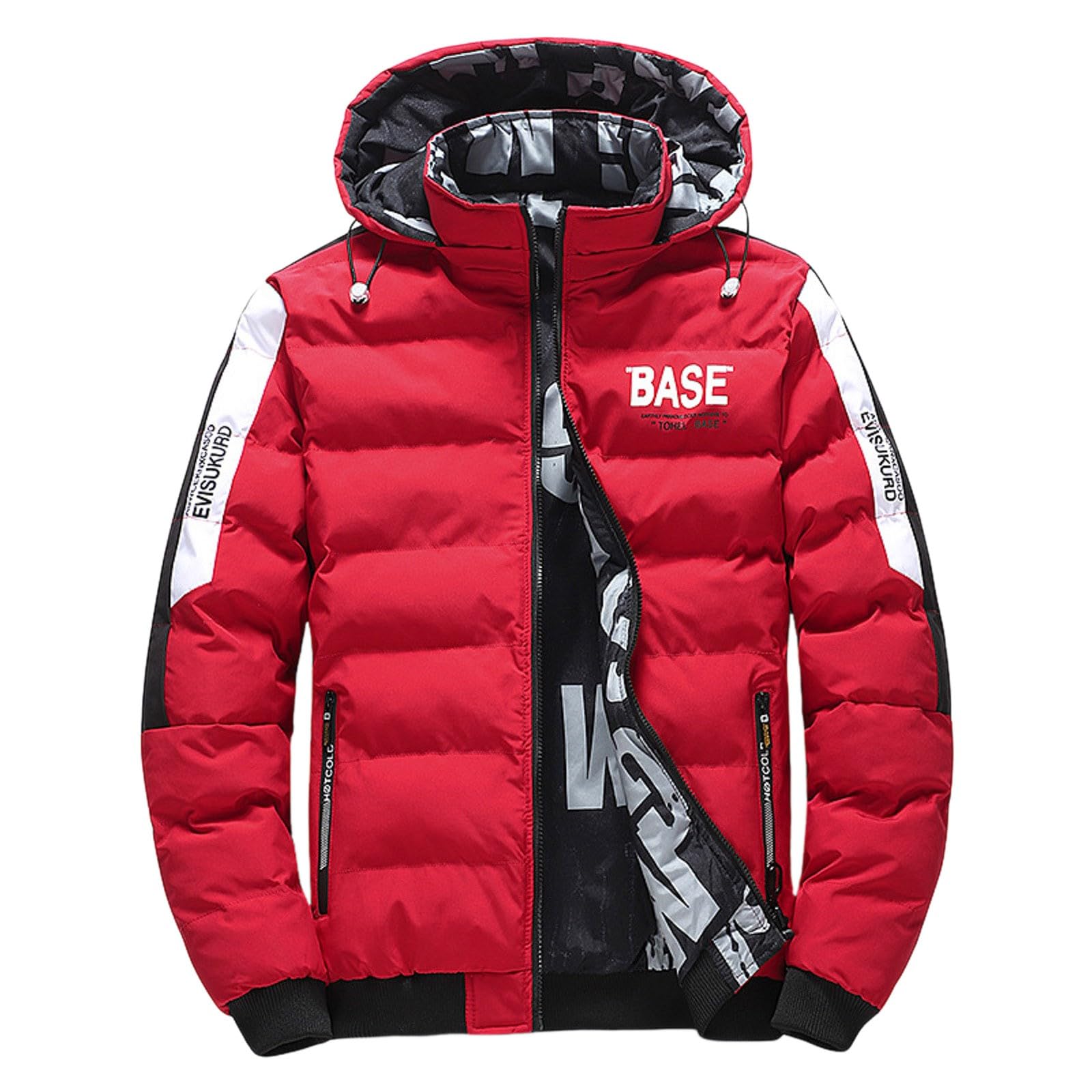 Generisch Outdoor Winter Wendbarer Herrenmantel Verdickte Jacke Abnehmbare Freizeitmantel (Red, XXXXL)