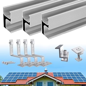 Warmfay Solar Bracket Tile Roof Mounting Set Extended Photovoltaic Mounting Rail Roof Hook Solar Panel Holder for 1 Module Aluminium Solar Module Holder Tile Roof Applicable Solar Panels Thick 30-35 mm