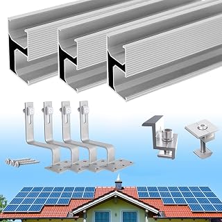 Warmfay Solar Halterung Ziegeldach Montageset, Erweitert Photovoltaik Montageschiene Dachhaken Solarpanel Halterung für 1 Module, Alu Solarmodul Halterung Ziegeldach Anwendbar Solarmodule Dick 30-35mm