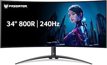 acer Predator X34 | 34 UWQHD 3440 x 1440 OLED 800R Curved Gaming Monitor | AMD FreeSync Premium Pro | 240Hz | 0.01ms | VESA DisplayHDR True Black 400 | KVM Switch | USB Type-C, DP 1.4 & 2 x HDMI 2.1