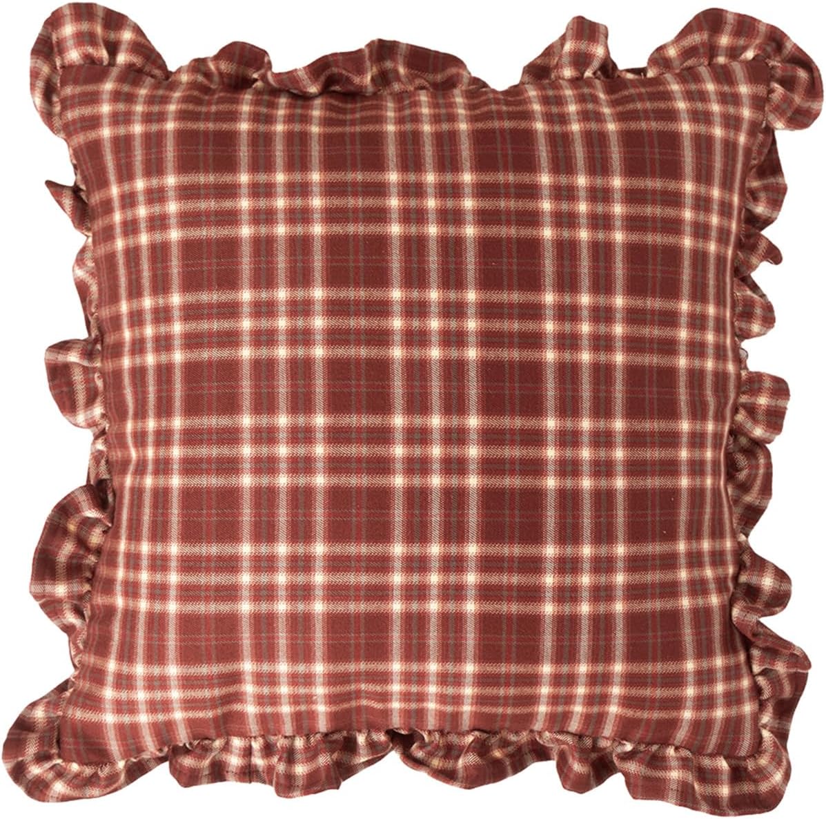 S_SSOY Set of 2 Checkered Cushion Covers 18Inch,Square Ruffles Cushion Cases Vintage Throw Pillow Covers with Ruffles for Sofa Beds Car Seats Living Room Bedroom Pillowcase Decoration (Dark Red)