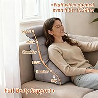 Vista 3 de 2PCS Reading Backrest Pillow Set,Soft FleeceLike,22''x24'' Bed Rest Pillow w/Removable Washable Cover,for Sit/Sleep,Leg/Back Support,Acid