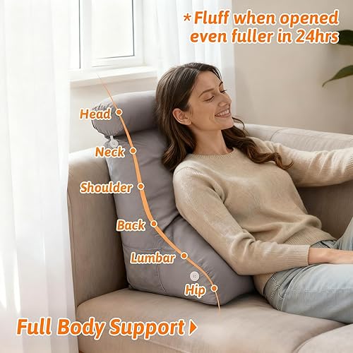 Miniatura 3 de 2PCS Reading Backrest Pillow Set,Soft FleeceLike,22''x24'' Bed Rest Pillow w/Removable Washable Cover,for Sit/Sleep,Leg/Back Support,Acid