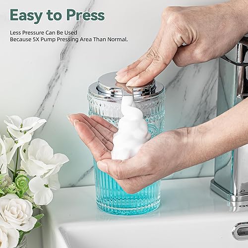 Miniatura 2 de AZMOYAC Dispensador de jabón espumoso, dispensador de jabón de manos espumoso con bomba plateada para baño y cocina, dispensador de jabón de manos