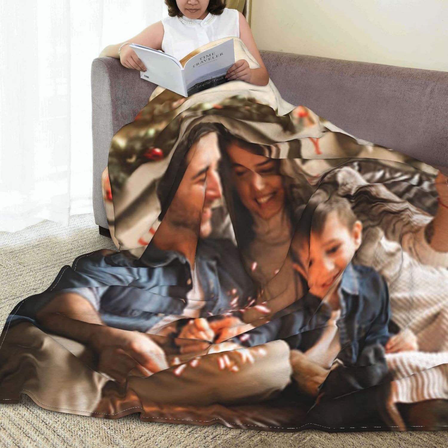 Custom Blanket with Photo Text Personalized Throw Blanket Customized Picture Blanket for Kid Adult Friends Mother Father Personalized Gift Flannel Blanket for Birthday Gifts - Image 6