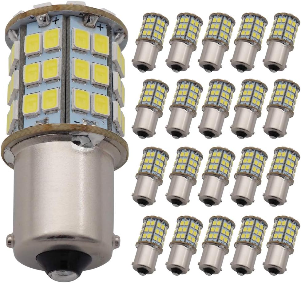 GRV Ba15s 1156 1141 LED Bulb 4W 56-2835SMD Super Bright AC/DC12V-24V 40W Halogen Replacement for RV Trailer Camper Motorhome Interior Lights Cool White Pack of 20