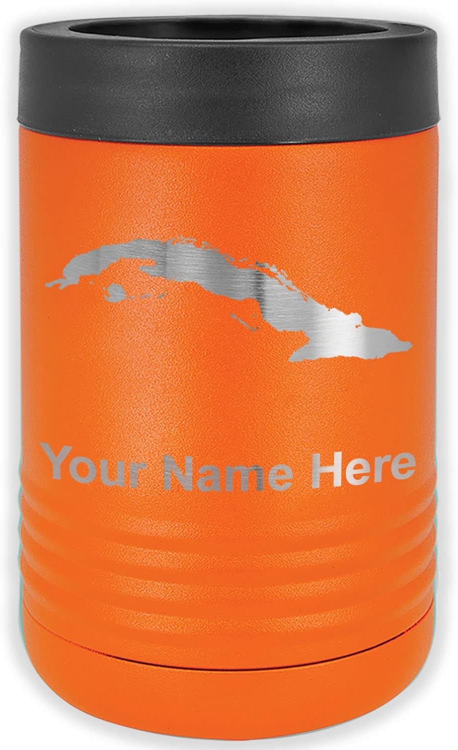 LaserGram Personalized 12 oz. Stainless Steel Can & Bottle Insulator, Country Silhouette Cuba – Keeps Drinks Cold Longer (Gray)