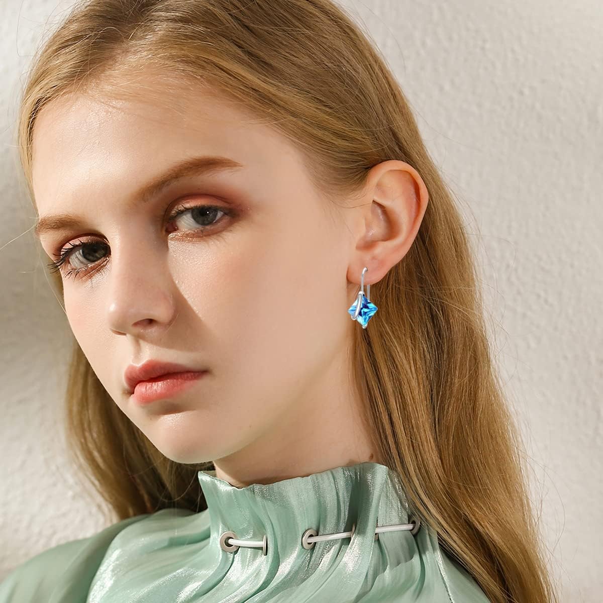 Seiyang Birthstone Earrings for Women 925 Sterling Silver Princess Cut/Heart Leverback Dangle Drop Earrings Birthday Anniversary Jewelry Gift for Women Girls