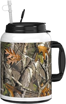Mugs N Coffee 100 oz Travel Mug Next Camo Mug Double Wall Insulated BPA-Free, Leak-Resistant Includes 15 Reusable Straw Made in USA