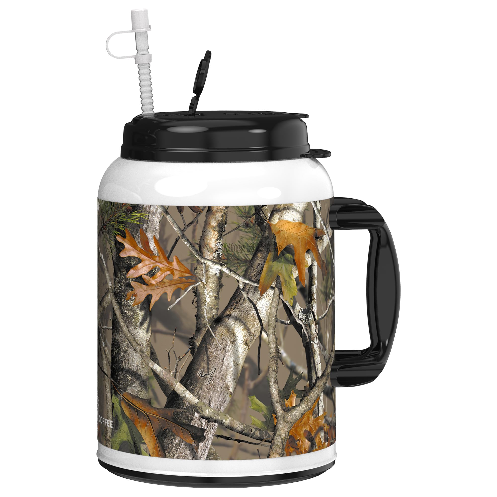 Mugs N Coffee 100 oz Travel Mug – Next Camo Mug – Double Wall Insulated – BPA-Free, Leak-Resistant – Includes 15” Reusable Straw – Made in USA